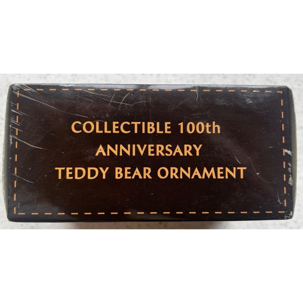 100 Year Anniversary of the Teddy Bear Ornament NIB With Red Bow Tie w Stars - Picture 7 of 10